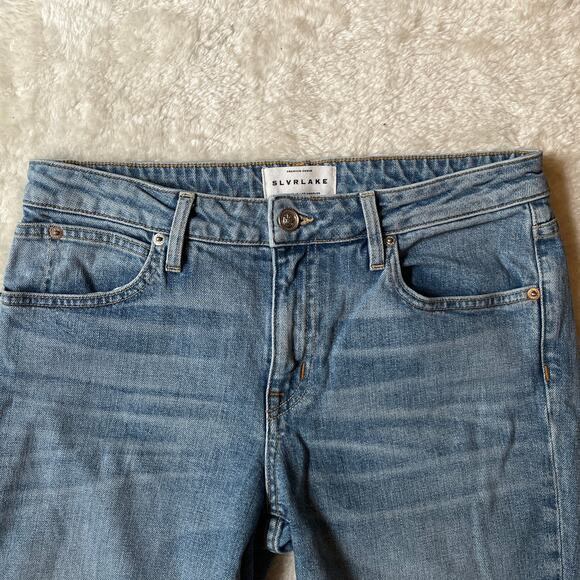 SLVRLAKE | Medium Wash Mid Rise Kick Flare Scarlett Style Jeans | Women's Sz 30 - Picture 3 of 10